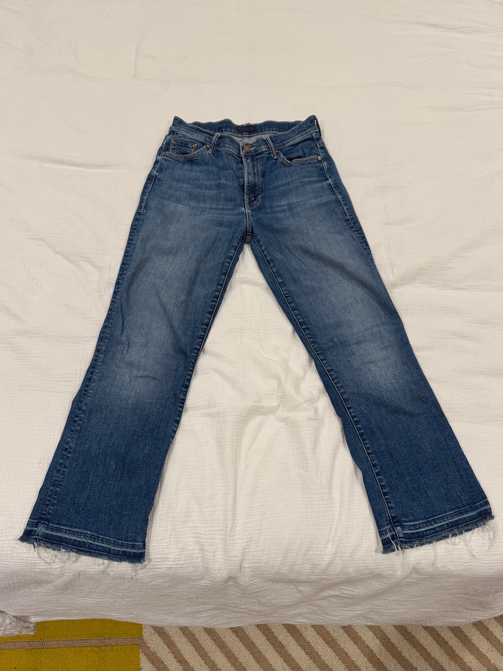 MOTHER | Then insider crop undone hem — flare jeans